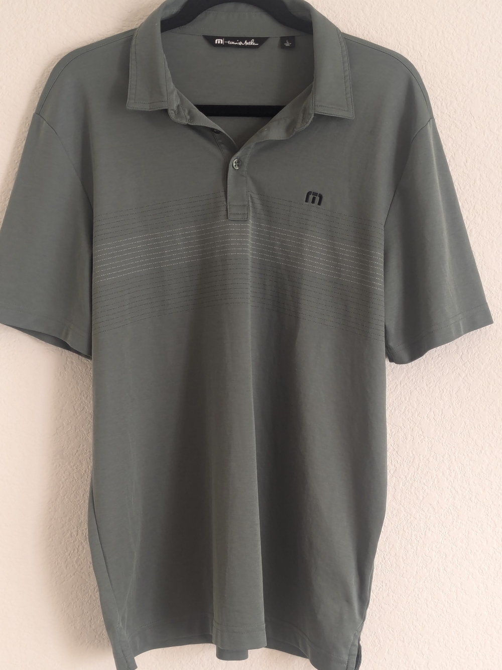 TravisMathew Polo Shirt Mens Large Green Short Sleeve Golf Casual Performance